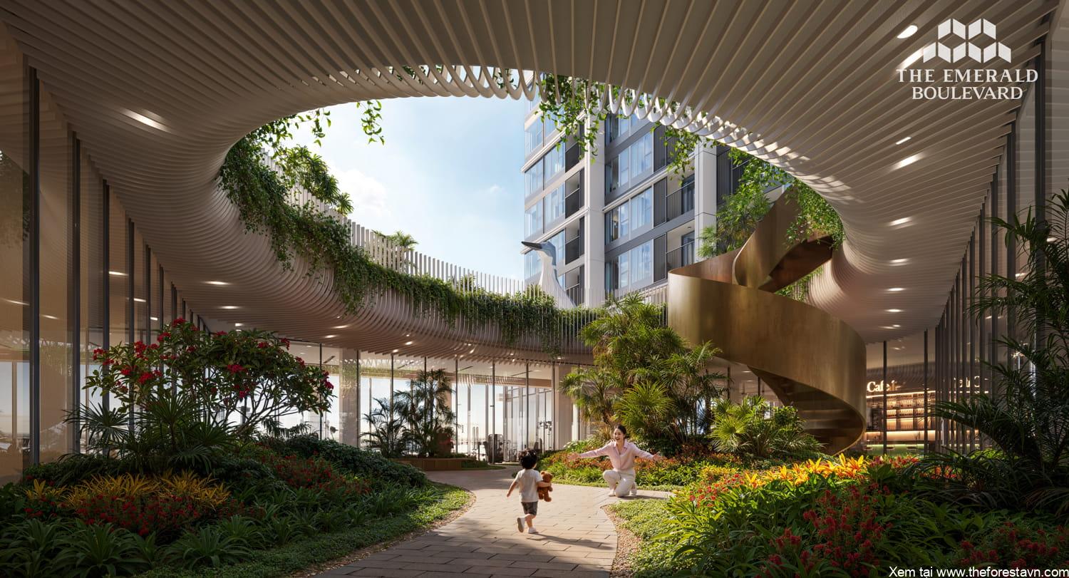 Cầu Xoắn tầng 4 biểu tượng chính của The Emerald Boulevard