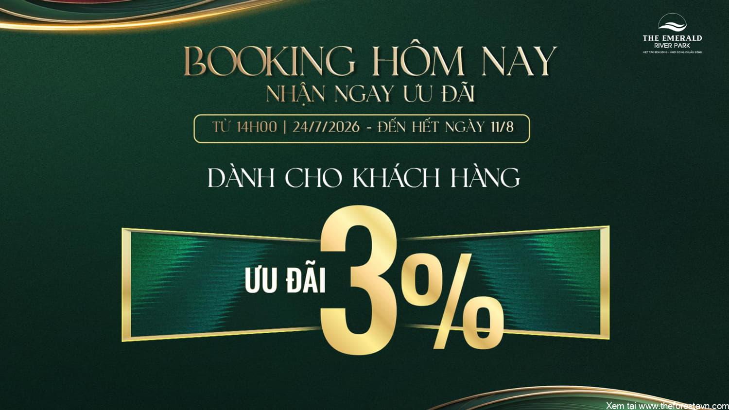 Chính sách chiết khấu The Emerald River Park áp dụng chương trình ưu đãi cho khách đặt trước
