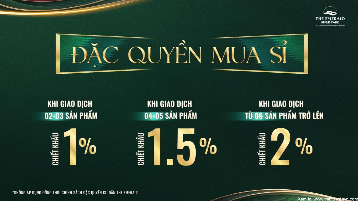 Chính sách giảm giá The Emerald River Park cho khách mua sỉ