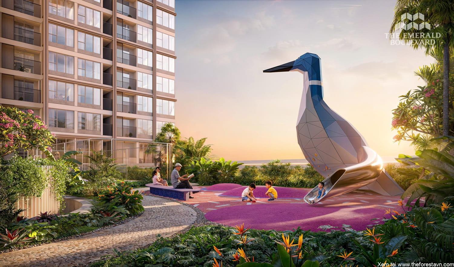 Khu Kidzone dành cho trẻ em nằm trong khuôn viên dự án The Emerald Boulevard