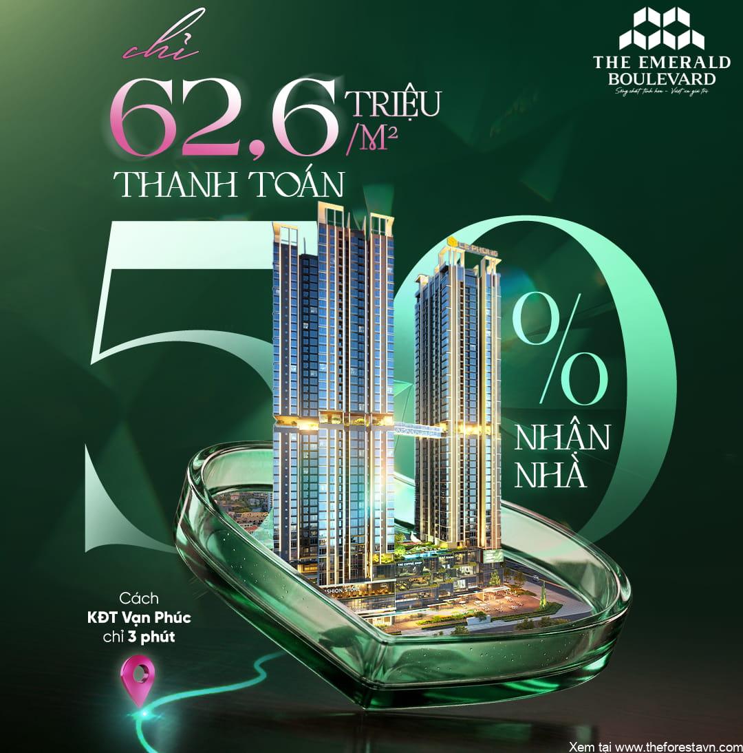 The Emerald Boulevard giá từ 62,6 triệu trên m2, thanh toán 50% đến khi nhận nhà