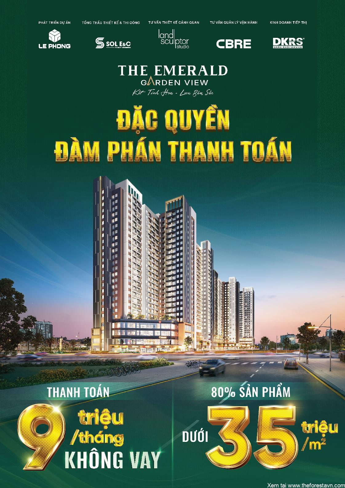The Emerald Garden View giá 35 triệu/m2, có phương án thanh toán linh hoạt 9 triệu/tháng