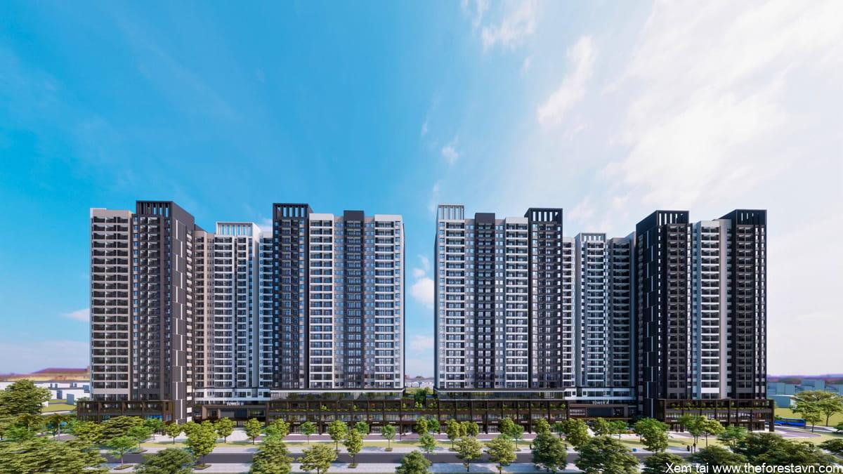 The Emerald Garden View hai tháp 25 tầng đế 4 tầng thương mại