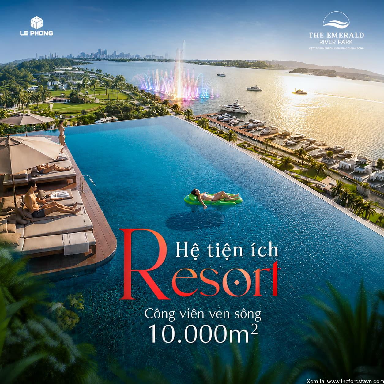 The Emerald River Park có công viên ven sông 10.000 m2 cùng hệ tiện ích Resort