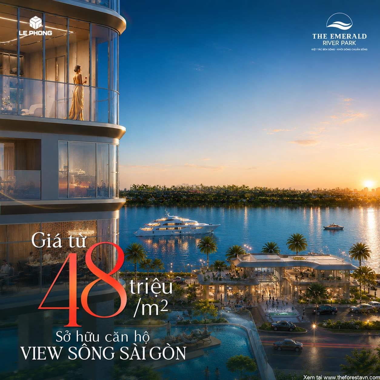 The Emerald River Park sở hữu căn hộ view sông Sài Gòn giá từ 48 triệu