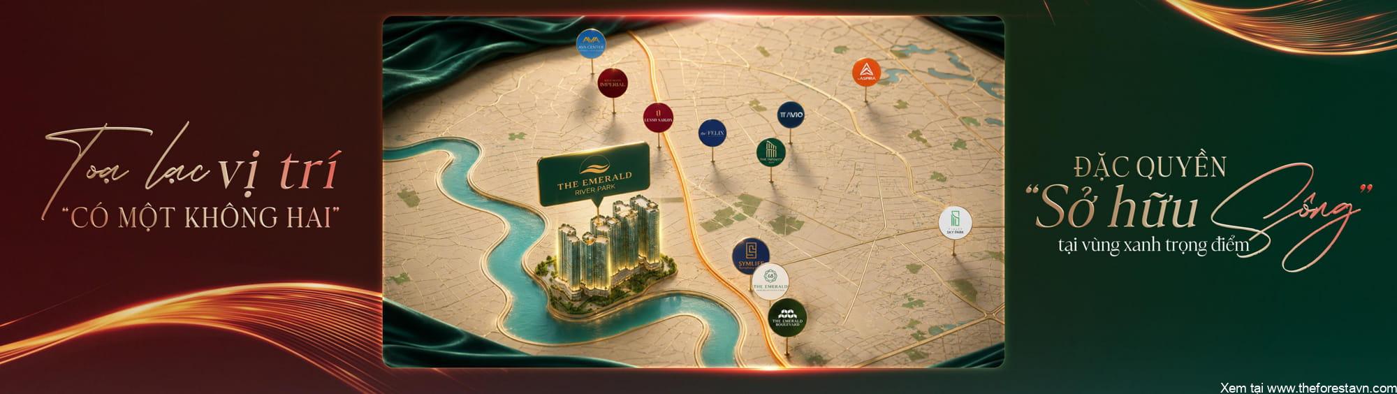 The Emerald River Park tọa lạc vị trí độc nhất với đặc quyền sở hữu sông trong vùng xanh trọng điểm