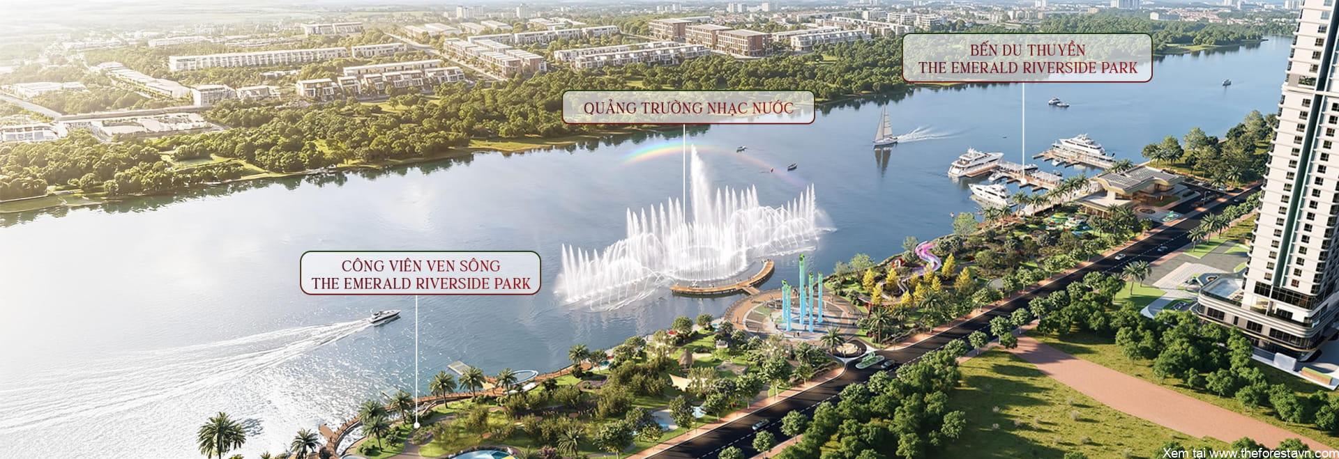 The Emerald Riverside Park công viên ven sông, nhạc nước, bến thuyền
