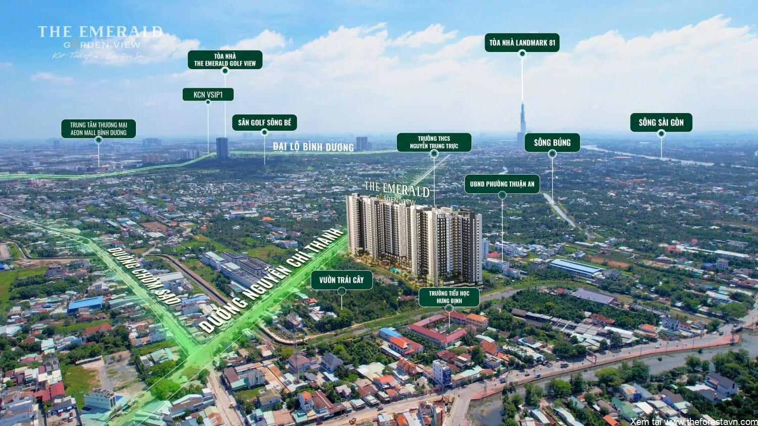 Tiện ích xung quanh liền kề The Emerald Garden View: khu mua sắm, công viên, trường học, y tế