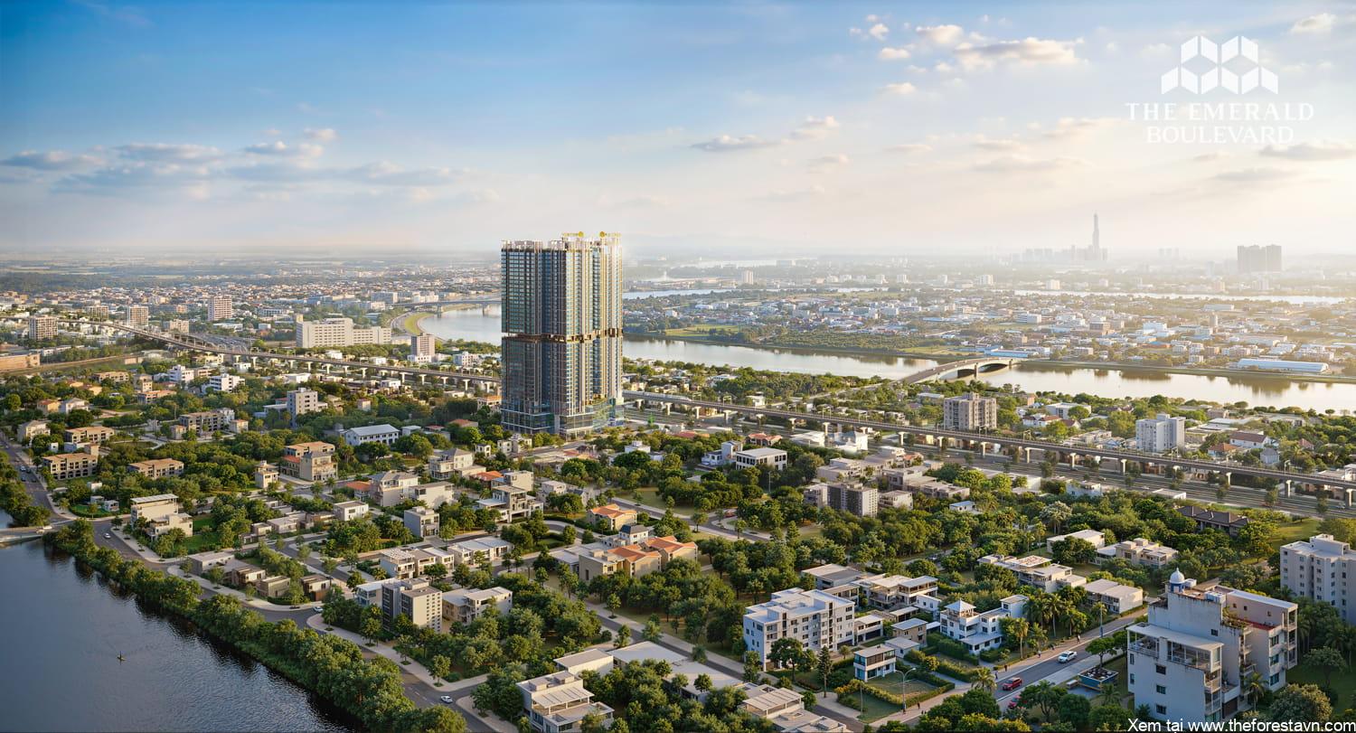 Tổng quan dự án The Emerald Boulevard với bốn mặt tiếp giáp tầm nhìn ra sông