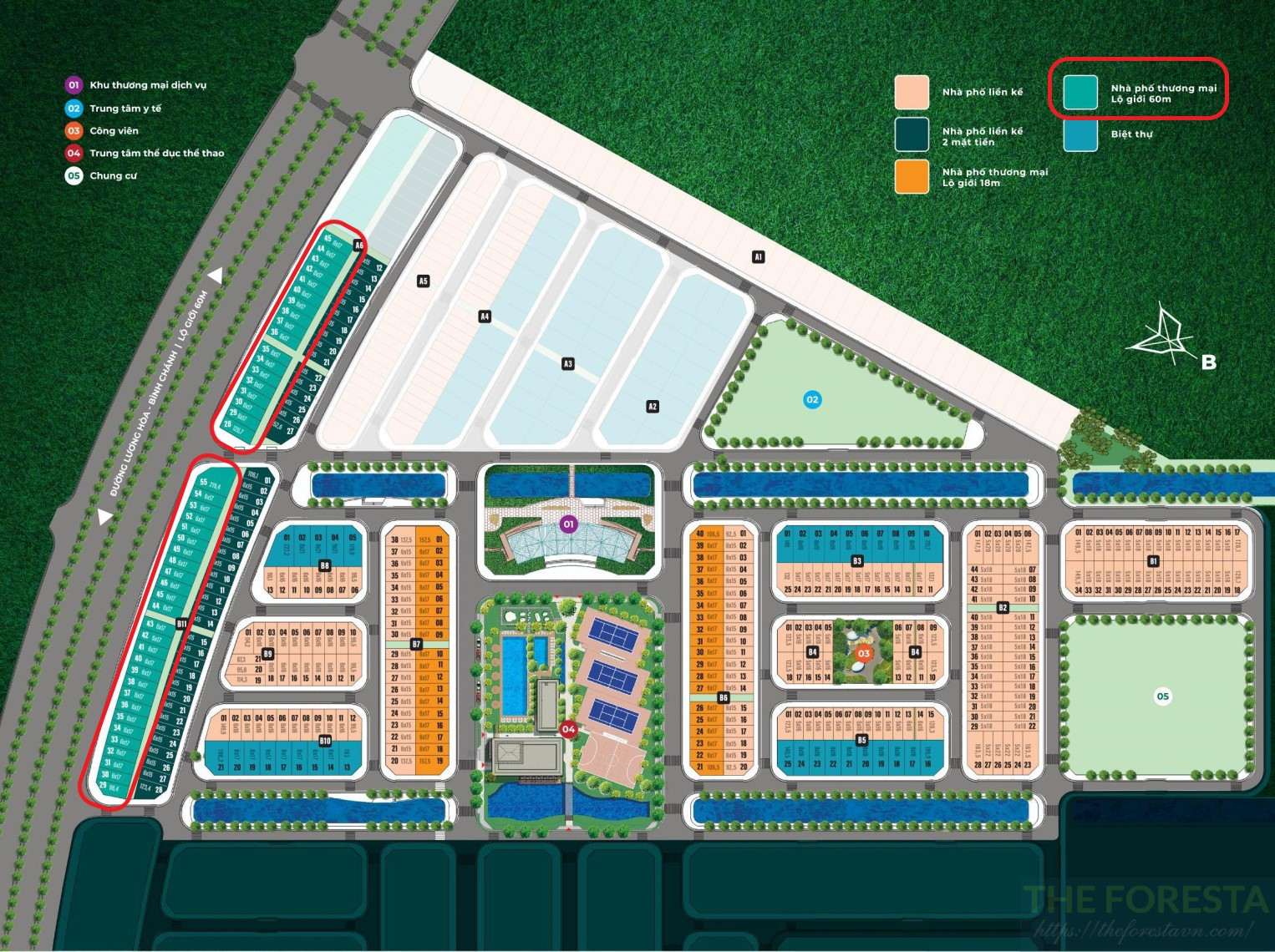 Vị Trí Mặt Bằng Của Shophouse La Home Long An Mặt Tiền Lộ Giới 60m